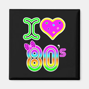 I Kärlek 80's Shirt - Retro Neon Costume Halloween Magnet