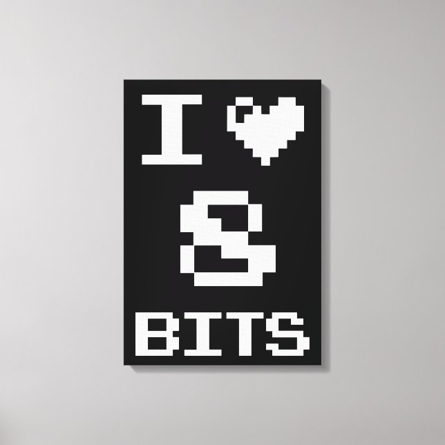 I Kärlek 8-bitars, gamergeek-design Canvastryck (Framsida)