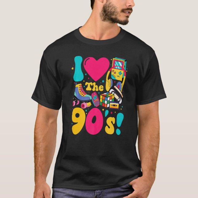 I Kärlek 90-talets Retro Party 90:s För manar kost T Shirt (Framsida)