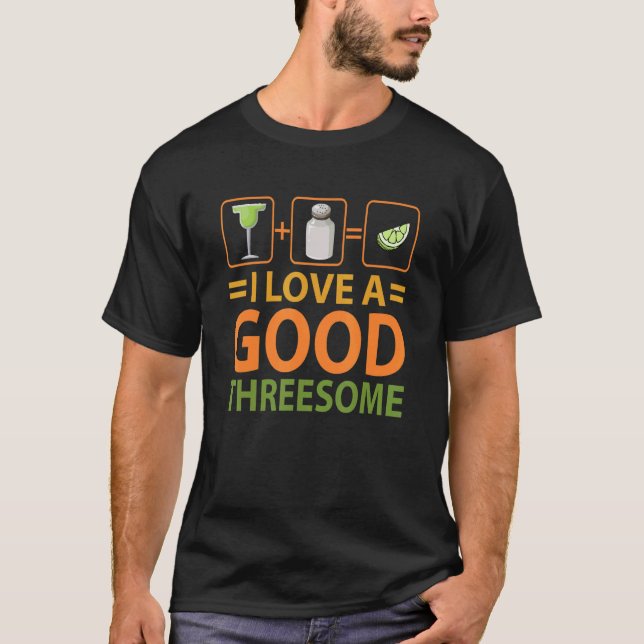 I Kärlek A Bra Thresome Drinking Bartending Barman T Shirt (Framsida)