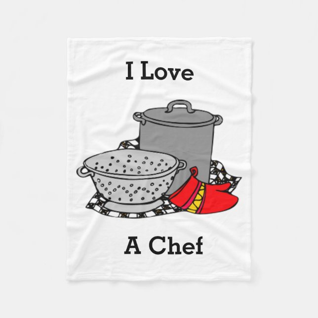 I Kärlek A Chef Cooking Pot Fleece Blanket (Framsidan)