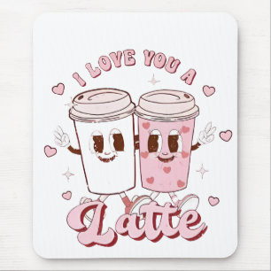 I Kärlek a Latte Groovy Bubble Tea Valentine Älska Musmatta