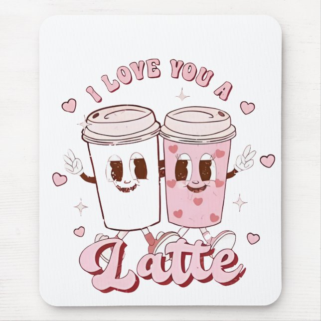 I Kärlek a Latte Groovy Bubble Tea Valentine Älska Musmatta (Framsidan)