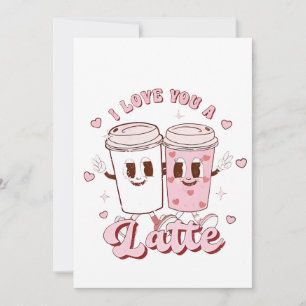 I Kärlek a Latte Groovy Bubble Tea Valentine Älska Spara Datumet