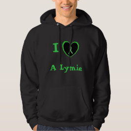 I Kärlek a Lymie, Heart med Lyme Awareness Ribbon Hoodie