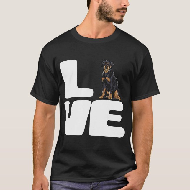 I Kärlek A My Hund Rottweiler T Shirt (Framsida)