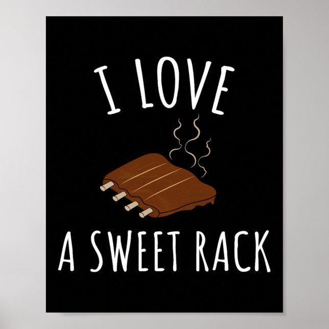 I Kärlek A Sweet Rack Bbq Ribs Funny T Poster (Framsidan)