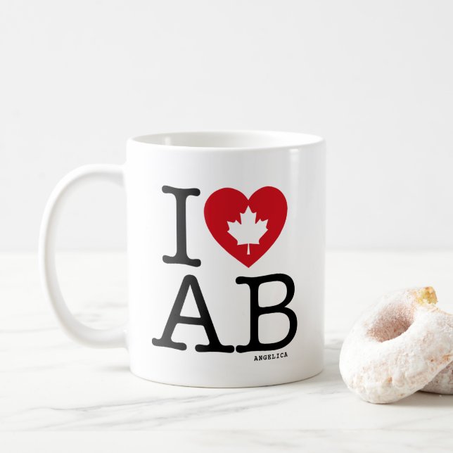 I Kärlek AB| I Heart Alberta Canada Personlig Kaffemugg (Med munk)