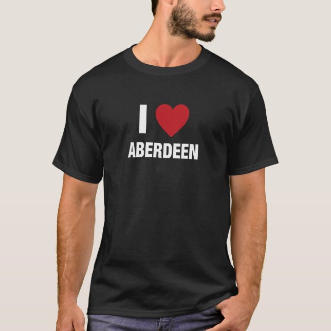 I KÄRLEK ABERDEEN City i England UK med Red Kärlek T Shirt (Framsida)
