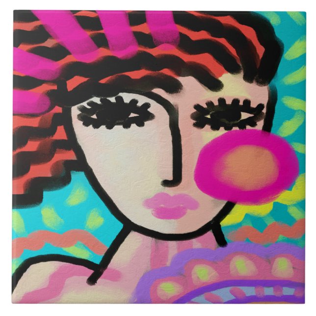 I Kärlek Abstrakt Digital Painting Kakelplatta (Framsidan)