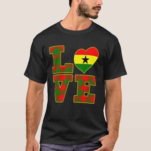 I Kärlek Accra Proud Ghanaian I Kärlek Ghana Flagg T Shirt (Framsida)
