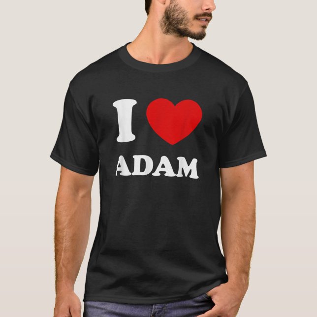 I Kärlek Adam I Heart Adam Funny First Namn Adam T Shirt (Framsida)