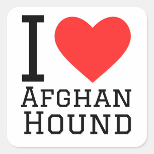 I kärlek afghan hound fyrkantigt klistermärke