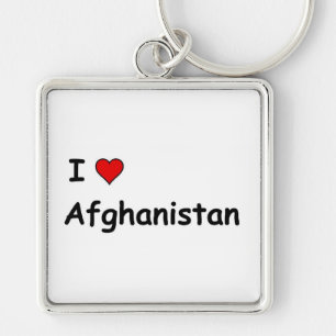 I Kärlek Afghanistan Fyrkantig Silverfärgad Nyckelring