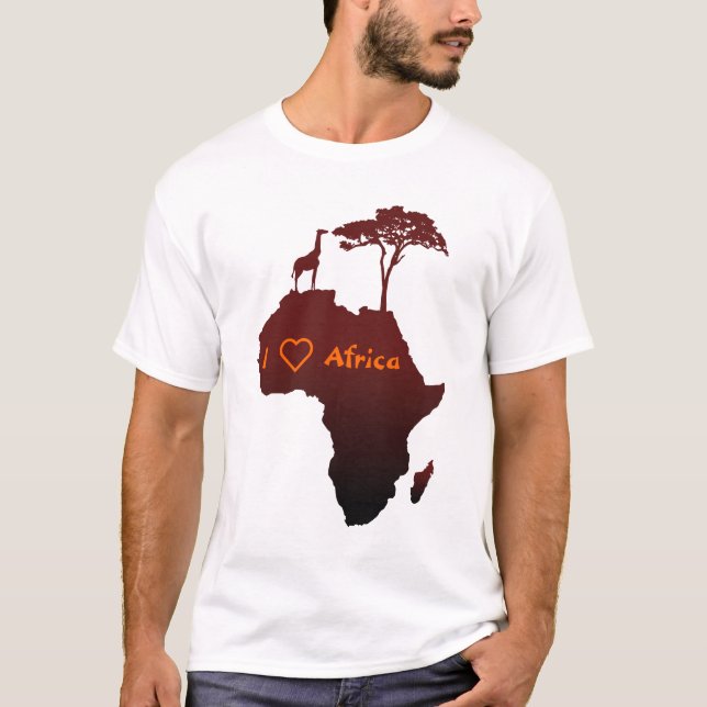 I KÄRLEK AFRIKA | African Safari Karta T-shirt (Framsida)