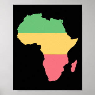 I Kärlek Afrika Rosta Färgad Continent Poster