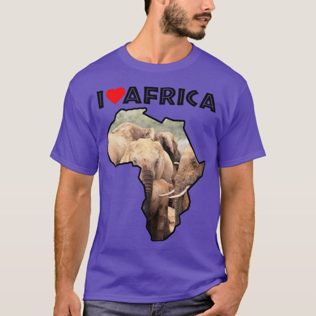 I Kärlek Afrika Wildlife Karta Elephant Bodyvakt T Shirt (Framsida)