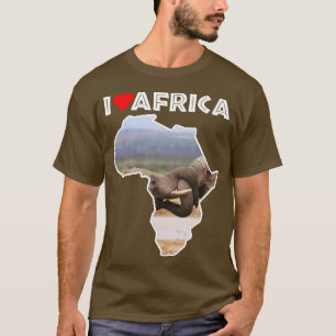 I Kärlek Afrika Wildlife Karta Elephant Tug of Kri T Shirt