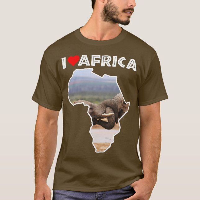I Kärlek Afrika Wildlife Karta Elephant Tug of Kri T Shirt (Framsida)