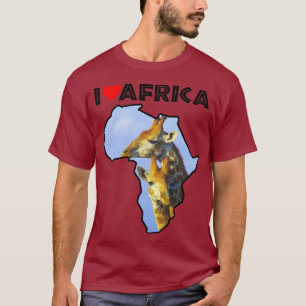 I Kärlek Afrika Wildlife Karta Giraffe Cuddles T-S T Shirt