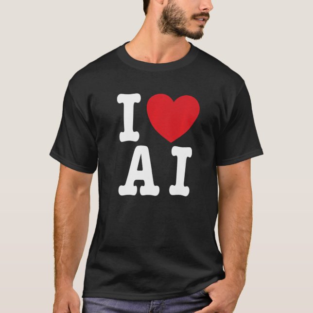 I Kärlek AI - jag älskar AI Premium T Shirt (Framsida)