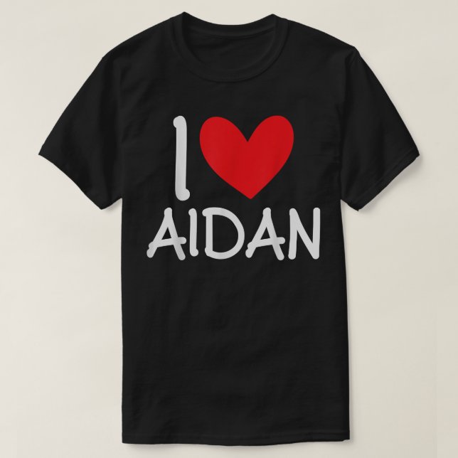 I Kärlek Aidan Namn Heart Personlig Manar Guy BFF  T Shirt (Design framsida)