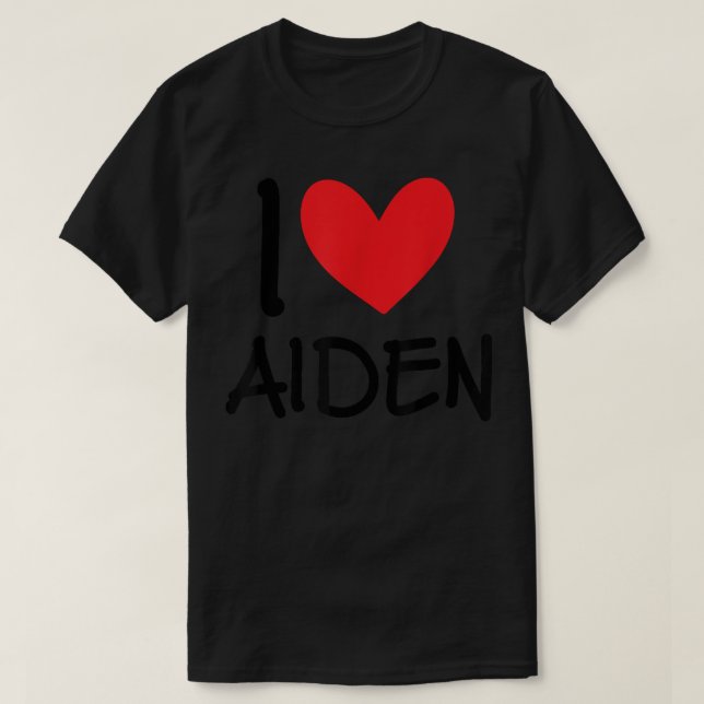 I Kärlek Aiden Namn Personlig Manar Guy BFF Friend T Shirt (Design framsida)