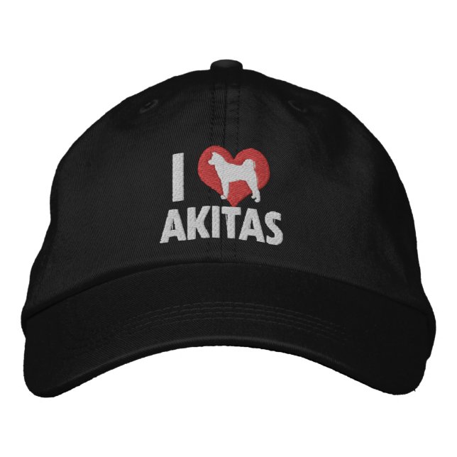I Kärlek Akitas Embroized Hat (Mörk) Broderad Keps (Framsida)