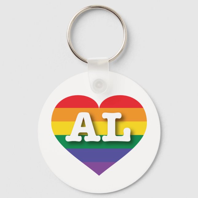 I kärlek Alabama - Gay pride Rainbow Heart Nyckelring (Framsida)