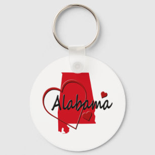 I Kärlek Alabama Hearts Karta Nyckelring