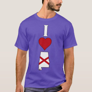 I Kärlek Alabama Lodrät I Heart Alabama Statlig fl T Shirt