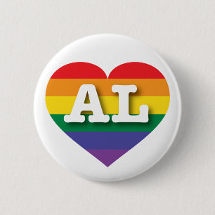 I Kärlek Alabama Rainbow Heart Knapp