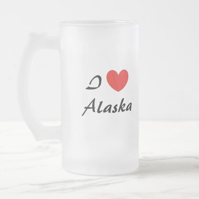 I Kärlek Alaska Heart Typography Frosted Mugg (Vänster)