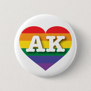 I Kärlek Alaska Rainbow Heart Knapp