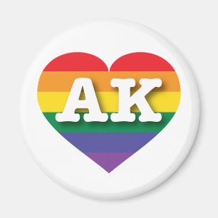 I Kärlek Alaska Rainbow Heart Magnet