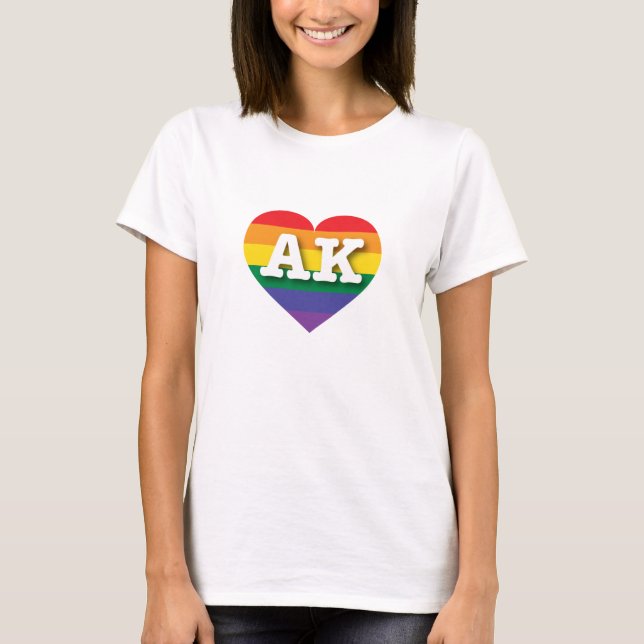 I Kärlek Alaska Rainbow Heart T-shirt (Framsida)