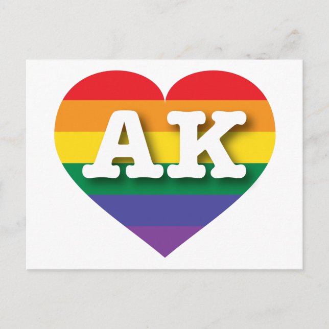 I Kärlek Alaska Rainbow Heart Vykort (Framsida)