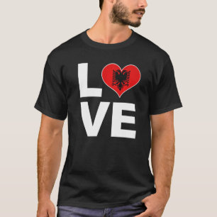 I Kärlek Albanien, hjärthjärta, Flagga Albanien T Shirt