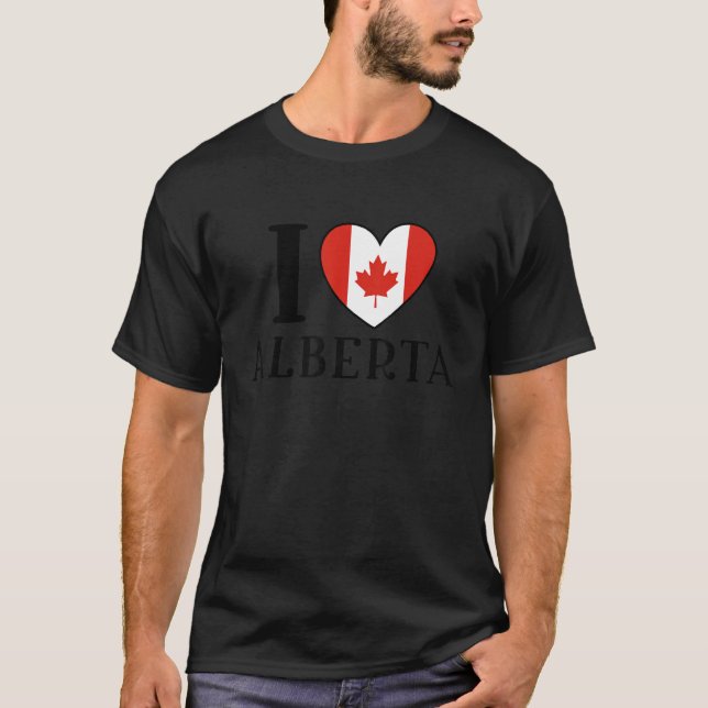 I Kärlek Alberta Canada Heart Flagga T Shirt (Framsida)