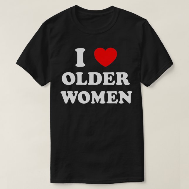 I Kärlek Äldre kvinnor Heart Hett Mammor T Shirt (Design framsida)