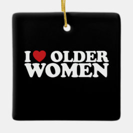 I Kärlek Äldre kvinnor Hjärtar Groovy Julgransprydnad Keramik