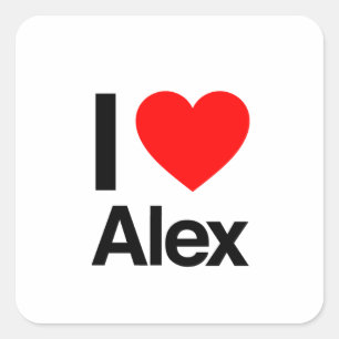 i kärlek alex fyrkantigt klistermärke