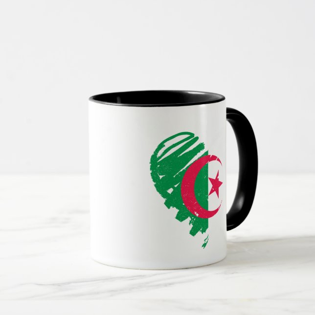 I Kärlek Algeriet - Algeriets Flagga Heart Mugg (Framsida höger)