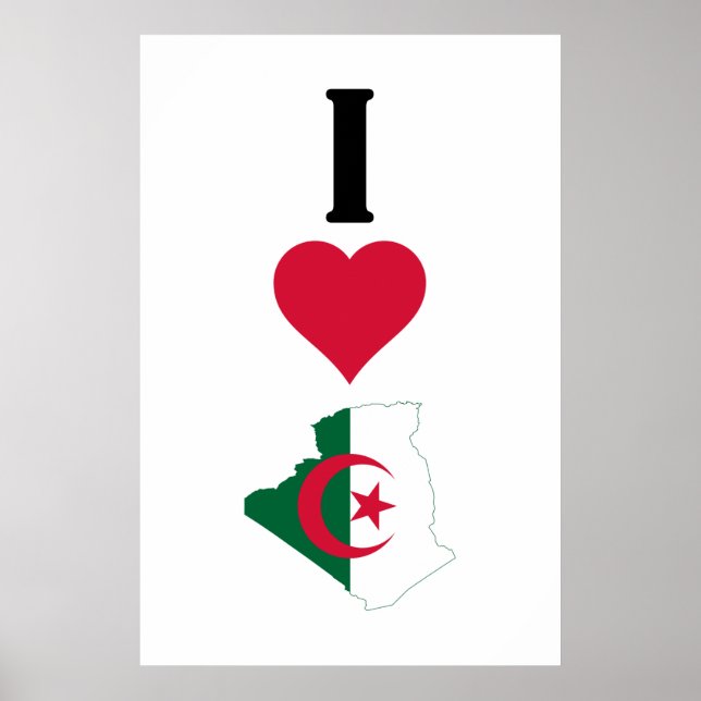 I Kärlek Algeriet Lodrät I Hjärtar Algeriet Land F Poster (Framsidan)