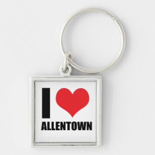 I kärlek Allentown Fyrkantig Silverfärgad Nyckelring
