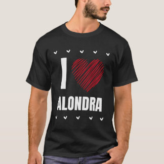 I Kärlek Alondra Coola Namn Red Heart Funny Person T Shirt
