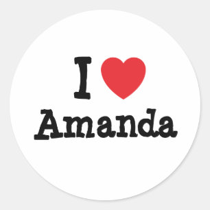 I kärlek Amanda hjärta T-Shirt Runt Klistermärke