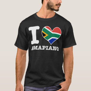I Kärlek Amapiano South African Flagga DJ Design T Shirt