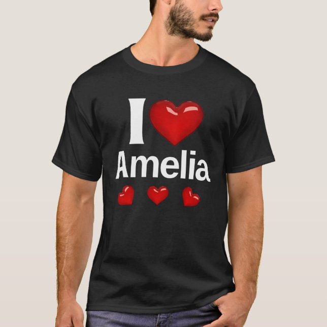 I kärlek Amelia Gift for Friends Mode Design Styl T Shirt (Framsida)