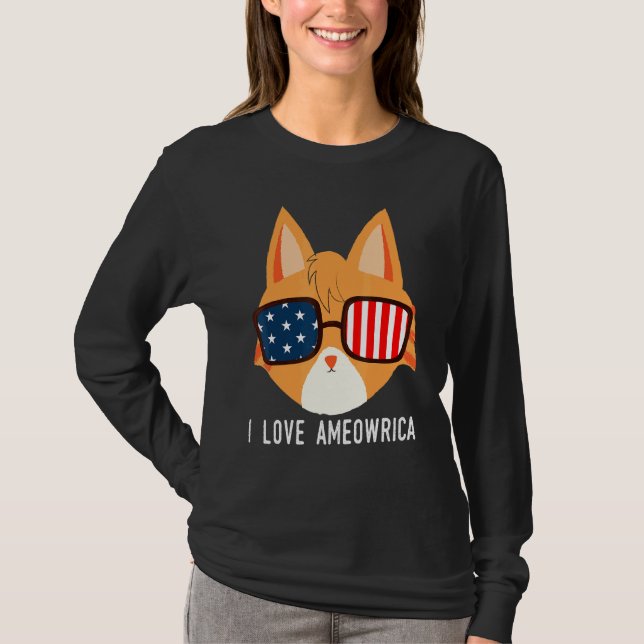 I Kärlek Ameowrica American Orange Tabby katt Pet T Shirt (Framsida)